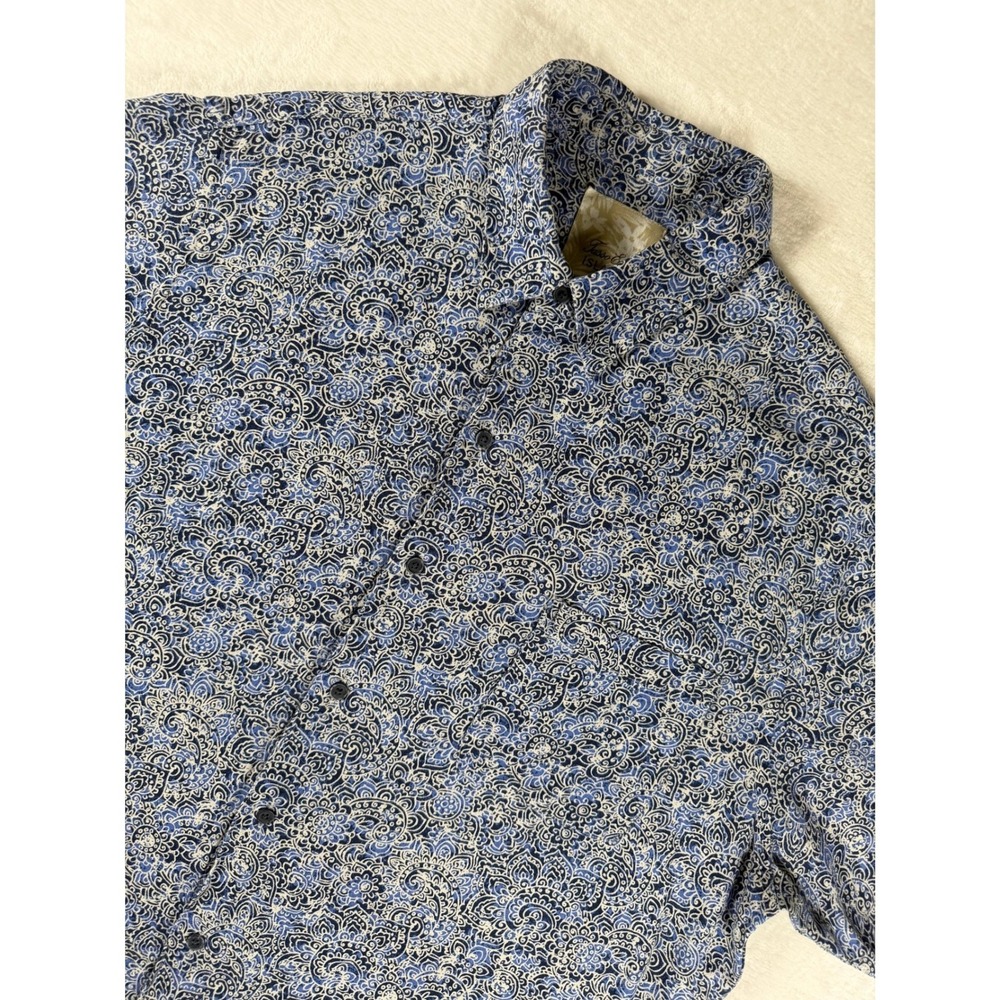 Tasso Elba Island Paisley Silk Linen Blendโ Blue Mens XL